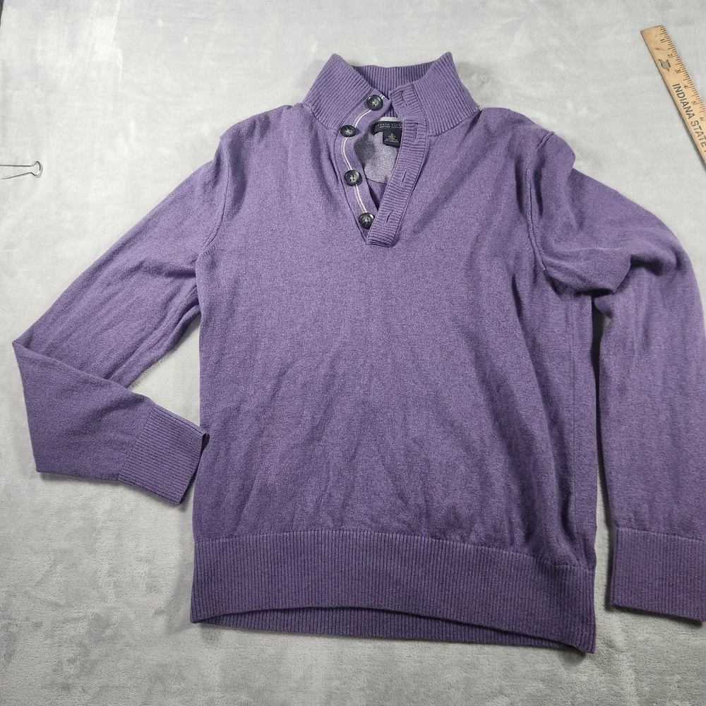 Banana Republic Sweater Mens‎ Medium Purple Cotton Cashmere Henley Pullover